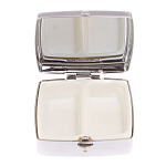 Таблетница карманная квадратная с 2-мя отделениями с зеркалом и накладкой из натурального камня Пегматит Silver Stone Pillboxes варинант исполнения - 3 | Loft Concept в Тюмени