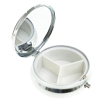 Таблетница карманная круглая с 3-мя отделениями с зеркалом и накладкой из натурального камня Содалит Silver Stone Pillboxes варинант исполнения - 2 | Loft Concept в Тюмени