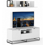 ТВ-тумба белая с  2-мя дверцами и ящиком Strict Lines варинант исполнения - 5 | Loft Concept в Тюмени