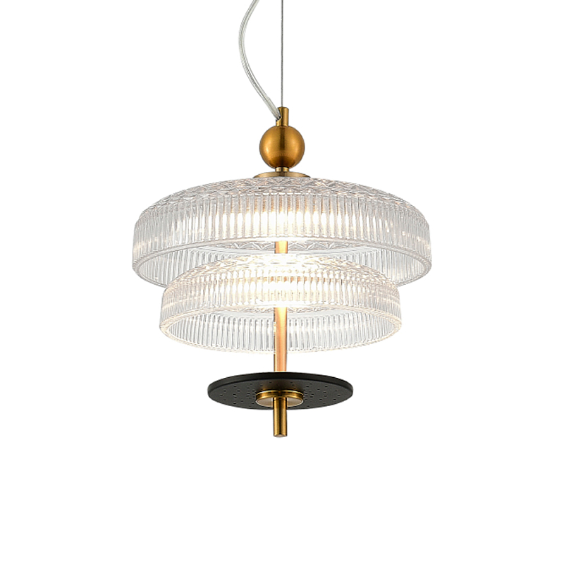 Подвесной светильник многослойный из рифленого прозрачного стекла Academy of Light Прозрачное Стекло Латунь в Тюмени | Loft Concept 