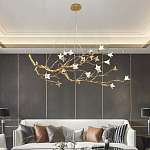 Люстра в виде золотой ветки с цветами Glass Flower Pendant Light варинант исполнения - 4 | Loft Concept в Тюмени