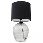 Настольная лампа с черным цилиндрическим тканевым абажуром и фактурным прозрачным основанием Black Cone варинант исполнения - 2 | Loft Concept в Тюмени