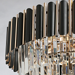 Люстра из черного металла с многоярусными подвесками из прозрачного хрусталя на золотой цепи Empire Black Chandelier Crystal варинант исполнения - 10 | Loft Concept в Тюмени