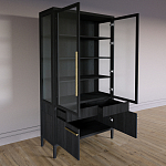 Витрина Primo со стеклянными фасадами и буфетом шпон Черный дуб варинант исполнения - 4 | Loft Concept в Тюмени