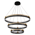 Люстра подвесная с тремя кольцами черного и золотого цвета Ring Horizontal варинант исполнения - 1 | Loft Concept в Тюмени