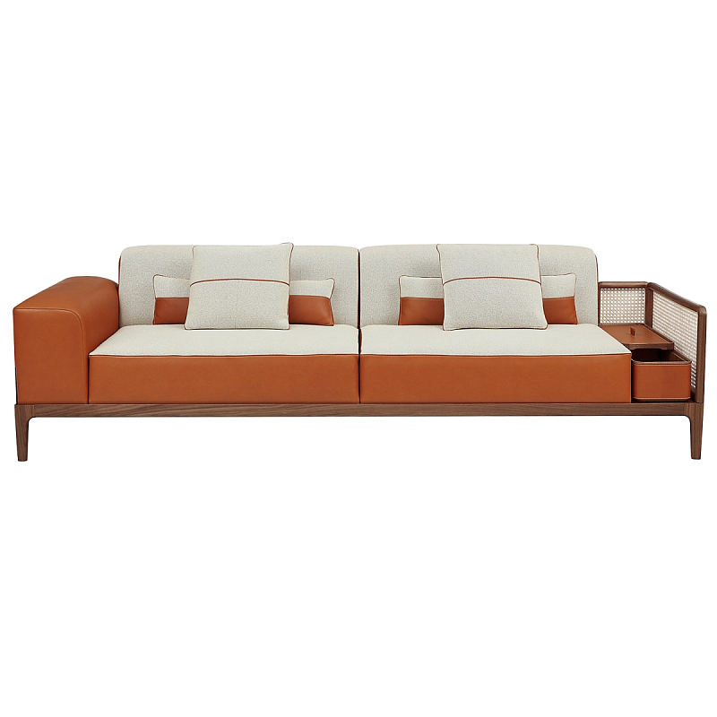 Диван Rattan Armrest Sofa Terracotta Терракотовый Бежевый Коричневый Диван Rattan Armrest Sofa Terracotta Терракотовый Бежевый Коричневый в Тюмени | Loft Concept