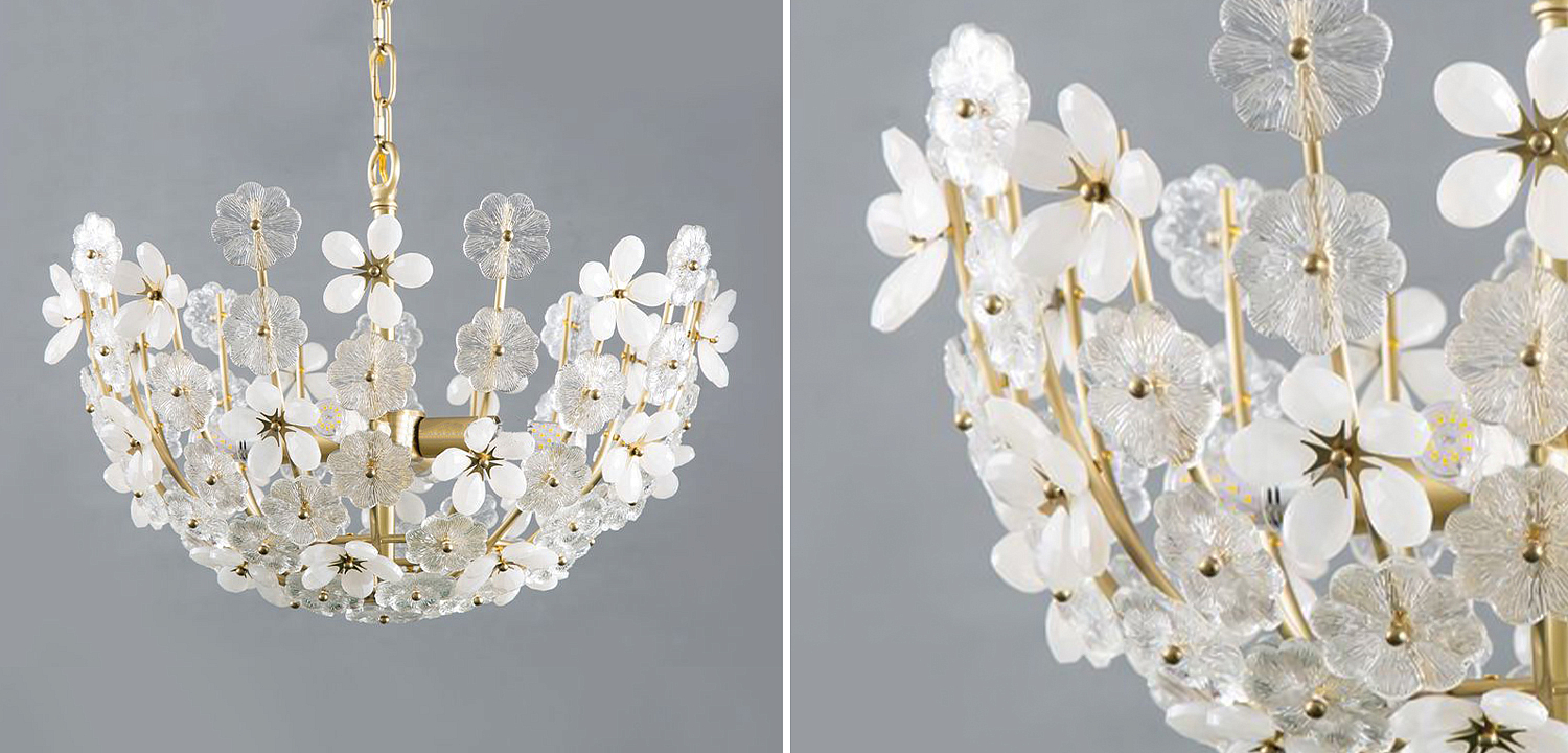 Люстра Glass White Flowers Chandelier - Loft-Concept в Тюмени