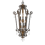 Люстра бронзового цвета с 6-ю лампами и стеклянными подвесками в классическом стиле Quoizel варинант исполнения - 1 | Loft Concept в Тюмени