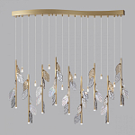 Люстра с золотистыми трубками и прозрачными стеклянными листьями на подвесах Sylva  варинант исполнения - 4 | Loft Concept в Тюмени