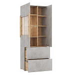 Шкаф-витрина двухдверная с фасадом цвета серый бетон Grace of Furniture варинант исполнения - 3 | Loft Concept в Тюмени