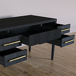 Большой Рабочий стол Primo с 5 выдвижными ящиками Черный дуб варинант исполнения - 7 | Loft Concept в Тюмени