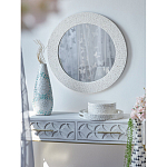 Зеркало круглое инкрустированное раковинами устриц Bone Inlay Dome Mirror White варинант исполнения - 2 | Loft Concept в Тюмени