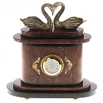 Часы настольные из натурального камня с декором в виде двух лебедей Swans Stone Clock варинант исполнения - 5 | Loft Concept в Тюмени