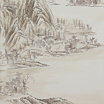 Обои ручная роспись A Thousand Li of Rivers and Mountains Special Colourway on Bleached White dyed silk 2 варинант исполнения - 1 | Loft Concept в Тюмени