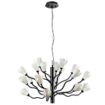 Люстра подвесная черного цвета с ветвями и белыми фарфоровыми цветами Floralis варинант исполнения - 7 | Loft Concept в Тюмени