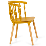 Пластиковый стул на ножках из массива бука Ferret Spiral Mustard варинант исполнения - 3 | Loft Concept в Тюмени