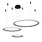 Люстра подвесная светодиодная с тремя черными кольцами и пультом управления Ring Horizontal варинант исполнения - 2 | Loft Concept в Тюмени