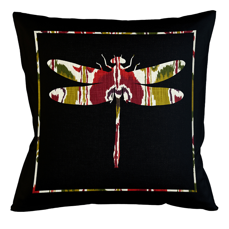 Подушка декоративная стрекоза цветной узор Ikat Pattern Мульти Бежевый Черный Подушка декоративная стрекоза цветной узор Ikat Pattern Мульти Бежевый Черный в Тюмени | Loft Concept