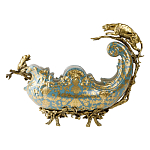 Чаша голубого цвета с оранментом и и бронзовыми фигурами леопардов Eden Garden варинант исполнения - 3 | Loft Concept в Тюмени