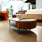 Дизайнерский журнальный стол овальной формы с открывающейся столешницей Caleb Coffee Table варинант исполнения - 2 | Loft Concept в Тюмени