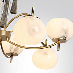 Люстра подвесная с 8-ю шарообразными плафонами из белого стекла с подвесками из камня и кисточками Agatelle варинант исполнения - 6 | Loft Concept в Тюмени