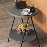 Стол приставной с 2-мя круглыми столешницами цвета антрацит ESSEL SIDE TABLE ANTHRACITE варинант исполнения - 7 | Loft Concept в Тюмени