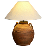 Настольная лампа керамическая коричневая с тканевым абажуром Eastern Tale варинант исполнения - 2 | Loft Concept в Тюмени