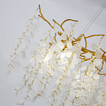 Люстра подвесная с золотистыми ветками и стеклянными подвесками в виде листьев Длина 80 см FAIRYTREE Light варинант исполнения - 4 | Loft Concept в Тюмени