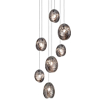 Люстра каскадная с 7-ю круглыми плафонами из рельефного стекла Disc Light варинант исполнения - 1 | Loft Concept в Тюмени