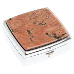 Таблетница карманная квадратная с 2-мя отделениями с зеркалом и накладкой из натурального камня Пегматит Silver Stone Pillboxes варинант исполнения - 1 | Loft Concept в Тюмени