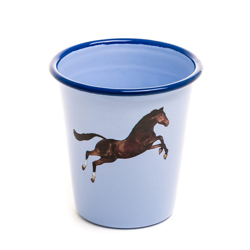 Стакан Seletti Enamel Horse Голубой Коричневый Стакан Seletti Enamel Horse Голубой Коричневый в Тюмени | Loft Concept