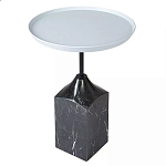 Кофейный столик с круглой столешницей и мраморным основанием Steel Reliability варинант исполнения - 2 | Loft Concept в Тюмени