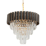 Люстра из черного металла с многоярусными подвесками из прозрачного хрусталя на золотой цепи Empire Black Chandelier Crystal варинант исполнения - 1 | Loft Concept в Тюмени
