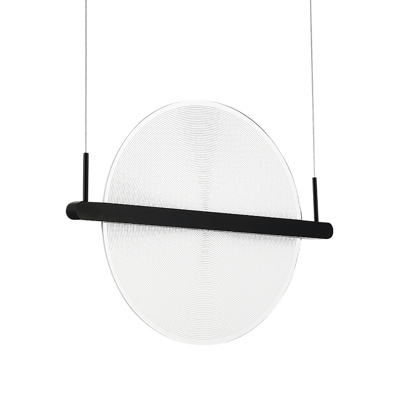 Светодиодный подвесной светильник круглой формы с металлическим черным каркасом Marble Glow Прозрачный Черный в Тюмени | Loft Concept 