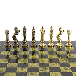 Шахматы Ренессанс из бронзы с доской из натурального камня Змеевик Decorative Thematic Chess варинант исполнения - 4 | Loft Concept в Тюмени