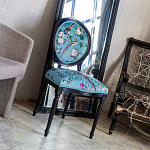 Стул из массива бука бирюзовый с изображением птиц и цветов Turquoise Chinoiserie Birds Garden Chair варинант исполнения - 7 | Loft Concept в Тюмени