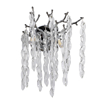 Бра цвета хром с ветвями и прозрачными стеклянными подвесками в виде вытянутых спиральных капель Droplet Chandelier варинант исполнения - 1 | Loft Concept в Тюмени