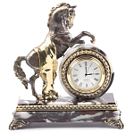 Часы настольные бронзовые с декором в виде коня Horse Stone Clock варинант исполнения - 7 | Loft Concept в Тюмени