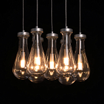 Люстра с 7-ю прозрачными плафонами из стекла в форме капли на круглом потолочном основании цвета хром Lucid Rain  варинант исполнения - 5 | Loft Concept в Тюмени