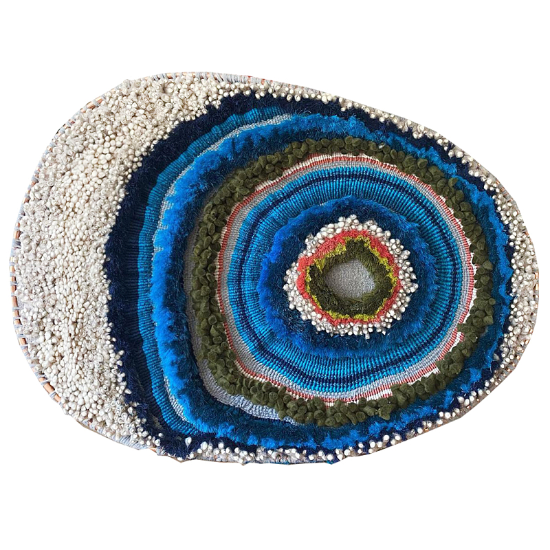 Дизайнерское вязаной Панно Синий круг Синий ivory ( слоновая кость ) в Тюмени | Loft Concept 