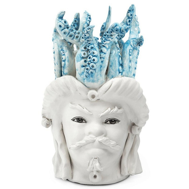 Ваза Vase Moro Man Small Tentacles Azure Белый Светло-голубой Ваза Vase Moro Man Small Tentacles Azure Белый Светло-голубой в Тюмени | Loft Concept