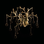 Бра в форме ветвей деревьев золотого цвета с прозрачными подвесками-каплями Droplet Bra варинант исполнения - 4 | Loft Concept в Тюмени