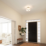 Потолочный светильник с двойным цилиндрическим плафоном из белого стекла и прозрачной органзы Kichler варинант исполнения - 11 | Loft Concept в Тюмени