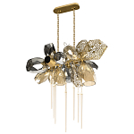 Люстра подвесная с 18-ю стеклянными плафонами с вертикальными подвесками Gilded Mirage  варинант исполнения - 5 | Loft Concept в Тюмени