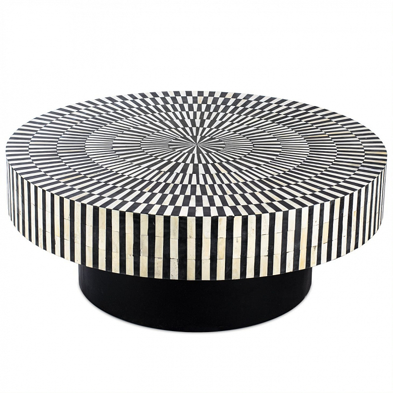 Журнальный стол Round Indian Bone Inlay coffee table Черно-белый Журнальный стол Round Indian Bone Inlay coffee table Черно-белый в Тюмени | Loft Concept