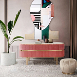 Дизайнерский комод овальный с розовой бархатной обивкой Edith варинант исполнения - 4 | Loft Concept в Тюмени