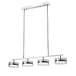 Люстра светодиодная с 4-мя круглыми прозрачными плафонами цилиндрической формы из акрила и стекла с пультом для регулировки света Glass Lamp Chromium варинант исполнения - 1 | Loft Concept в Тюмени