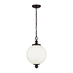 Подвесной светильник с белым стеклянным плафоном в форме шара на цепи Feiss варинант исполнения - 2 | Loft Concept в Тюмени