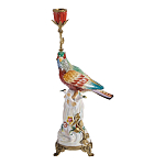 Подсвечник с попугаем из фарфора с бронзовыми элементами Eden Garden варинант исполнения - 1 | Loft Concept в Тюмени