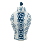 Ваза с крышкой и голубым цветочным рисунком 37 см Blue & White Ornament варинант исполнения - 2 | Loft Concept в Тюмени